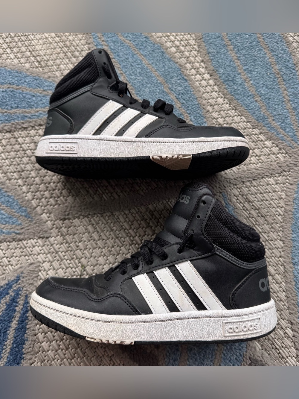 Adidas Hoops Mid 3.0 Boys GW0402 Sz 3Y Black White Athletic Basketball Sneakers